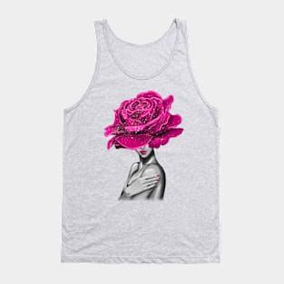 Girl with beautiful flowers instead of a head. Tank Top